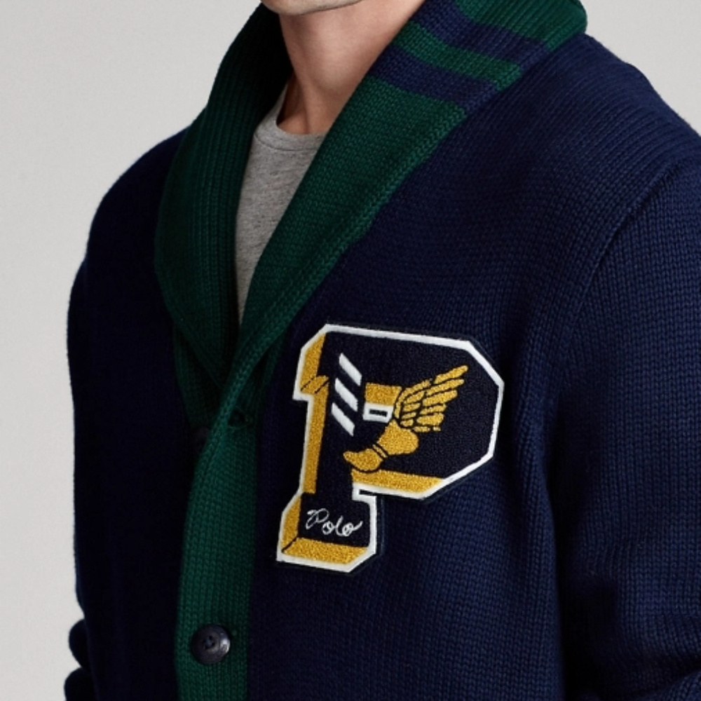 NWT POLO BY RALPH LAUREN COTTON LETTERMAN CARDIGAN - Picture 3 of 3